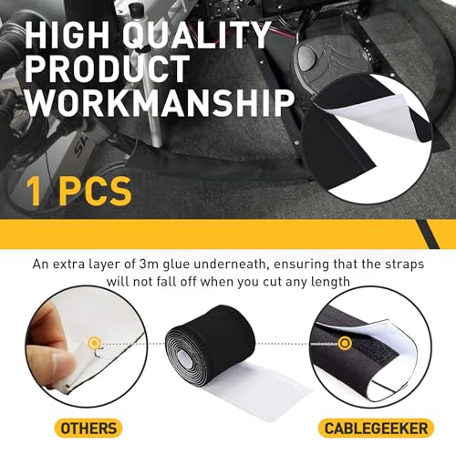 Neoprene Cable Sleeve - 60" for Trolling Motor Wire Protection & Management, Black & White