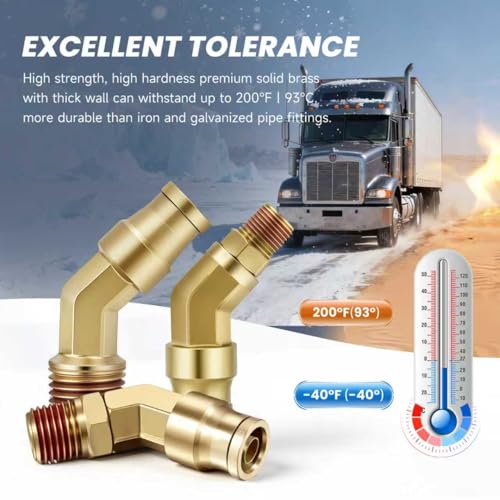 45° Swivel Elbow Push-to-Connect Fittings, 5PCS Brass C36000 Male Elbow Connectors for Nylon Tubing in Pneumatic Systems (3/8"OD x 1/8" NPT) - size: 3/8"OD x 1/8" NPT