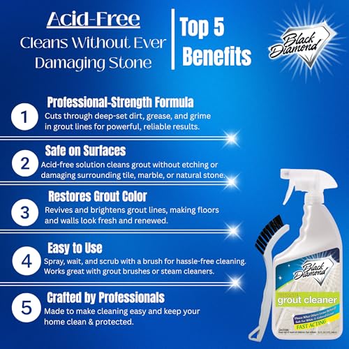 Ultimate Grout Cleaner for Tile & Grout, Acid-Free Stain Remover QT/Brush - size: 32 Fl Oz (Pack of 1)