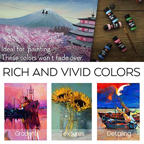 55PCS Acrylic Paint Set of 36 Colors 2fl oz 60ml Bottles 12 Brushes,Non Toxic 36 Colors Acrylic Paint No Fading Rich Pigment for Kids Adults Artists Canvas Crafts Wood Painting - style: 36 Colors Acrylic Paint 2 fl oz/60 ml