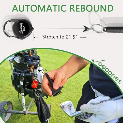 Black Mini Golf Brush, Dual-Sided Nylon Brass, Retractable Keychain - color: Black