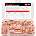 BAALA 150 PCS Non Insulated Butt Connectors Kit Pure Copper, 26-8 Gauge Butt Splice Connector Wire Connectors, Seamless Barrel Crimping Butt Terminals - color: Bare Copper