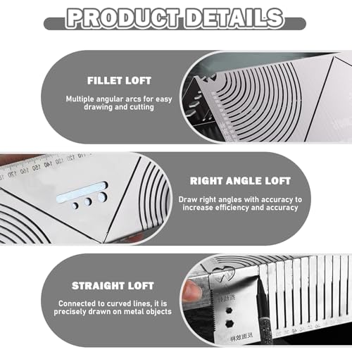 3 Pack Metal Marking Tool, Regla Giratoria Para Perfiles Metalicos, Precision Flex Angle and Arc Marker, Angle & Arc Marking Tool, Square Steel Pipe Bend Marking Tool