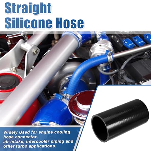 uxcell 2.75" ID 6" Length 4-Ply Reinforced High Temp Straight Coupler Silicone Reducer Hose Black for Car Intercooler Intake Piping - size: 2.75" ID