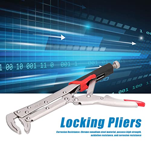 80 Degree Locking Curved Nose Pliers 10.6" Long Reach Woodworking Pliers Extra Long Curved Jaw Grip Hand Tools needle nose vice grips clamps for Woodworking, Pipe Clamping in Tight Spaces