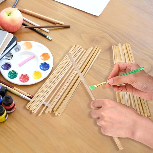 Okllen 150 Pieces Balsa Wood Sticks, Square Unfinished Balsa Wood Sheets Set, 12 Inch Thin Wood Strips 1/4 Inch 1/8 Inch Wooden Crafts Dowel Rods for DIY Projects Models Making Supplies