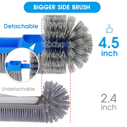 TidyMister Pool Brush for Cleaning Pool Walls, 20'' Pool Brush Head with Detachable Side Brush Nylon Bristles Pool Scrub Brush for Above Ground Pools Ingound Pools, Safe for Vinyl Liner - size: 19.8 Inch