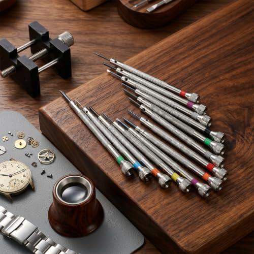 13PCS Professional Watch Screwdriver Set, Precision Jewelers Screwdriver Set, Micro Precision Glasses Repair Kit, 0.6-2.0mm with 13 Extra Replace Blades for Eyeglass, Sunglasses, Computer, Phone