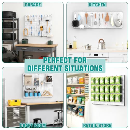 EVERHANGER Metal Pegboard Panels, Heavy Duty Pegboard Wall Organizer - color: White, size: 2pack 12"X16"