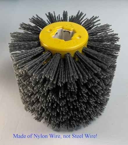 SIGNI Abrasive Nylon Drawing Wheel Drum Burnishing Polishing Brush for wooden furniture floor polishing 120X100mm 400 Grit 1pack - size: 400 Grit, Black
