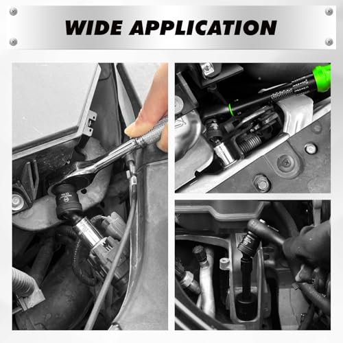7-Piece Impact Swivel Socket Adapter Set, 1/4" 3/8" 1/2" Drive Universal Joint Socket Set CR-MO Steel, Wobble Joint Sockets Reducer with Magnetic Aluminum Sockets Rail - style: 7-Piece Socket Adapter