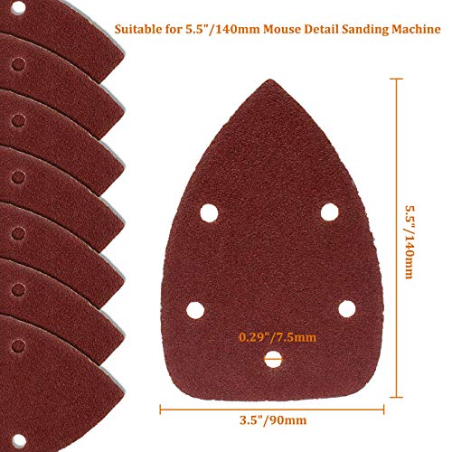 Mouse Detail Sander Sandpaper, 80 Grit, 5 Hole, 50 Pcs - size: 80 Grit - 50 Pcs
