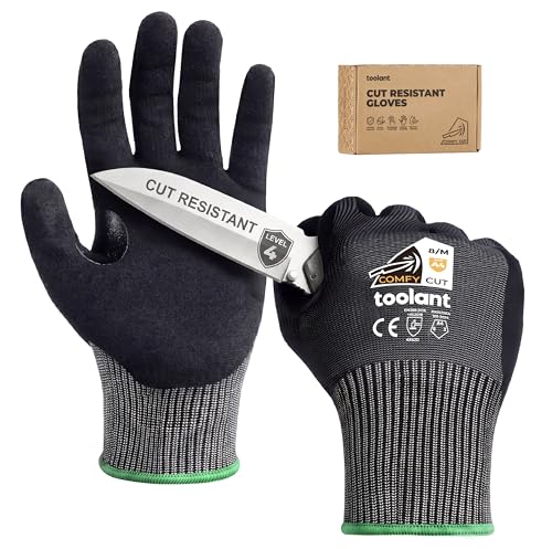 toolant ComfyCut A4 Cut Resistant Work Gloves, 3 Pairs, Dark Gray, Small - size: Small