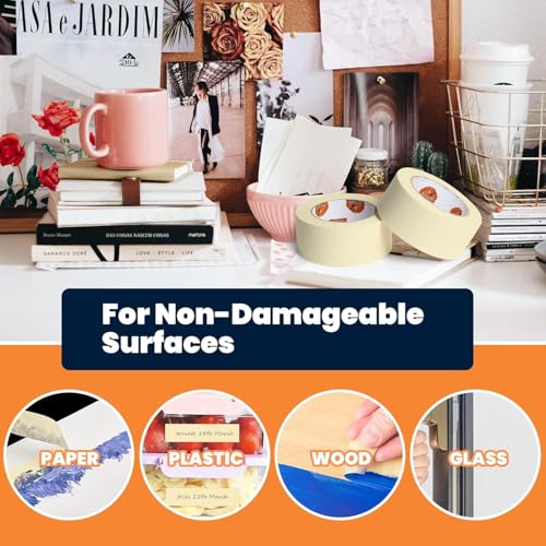 TAPEBEAR General Purpose Masking Tape Beige White 1" x 60Yards x 36Rolls - size: 1" x 60Yards x 36Rolls
