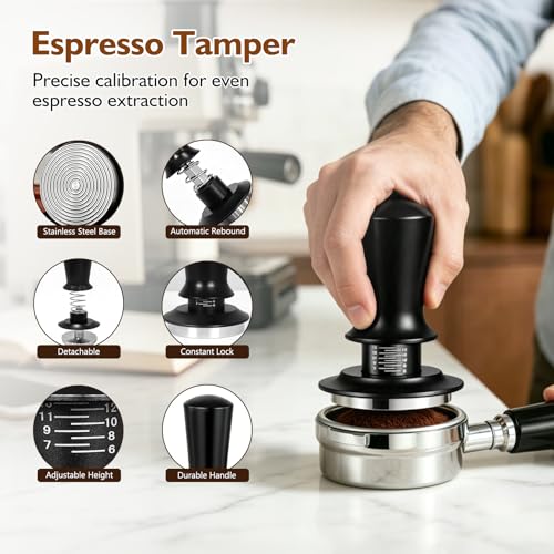 Espresso Accessories Kit 51mm 7-Pcs Espresso Tools Kit Coffee Tamper Set - size: 51 mm