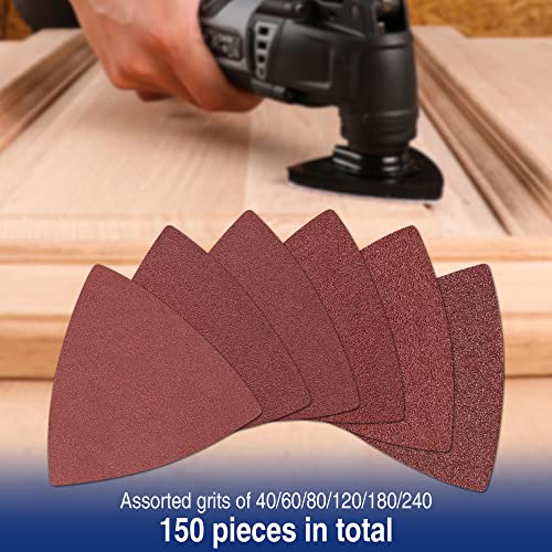 WORKPRO Triangle Sanding Pads, 3-1/8 Inch Hook and Loop, 150 Pack - style: Triangle Sanding Pads