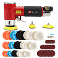 SI FANG 48Pcs 1'' 2'' 3'' Mini Air Sander Kit, High Speed Random Orbital DA Sander Polisher for Auto Body Work, Includes 1/2/3in Polishing Sponge & Wool Pads Sandpapers (Red Pneumatic Sander) - style: 1"2"3" Buffer&Sander Kit Red