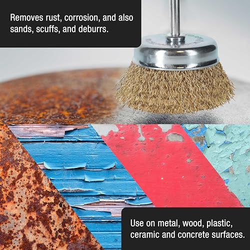 Dura-Gold 7-Pc Abrasive Brass-Coated Wire Wheel, Cup Brush, End Brush Set