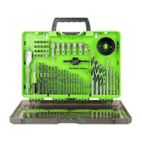 Greenworks 60 Piece Black Oxide Drilling and Driving Bit Set with Modular Case for Wood, Metal, Plastic, and Masonry,3X Longer Life,135° Split Point,Precision-Milled - size: Tool Only(60-Piece Accessories)