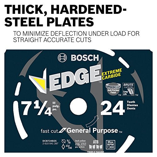 BOSCH DCB740 7-1/4 In. 40 Tooth Edge Circular Saw Blade for Fine Finish - size: 7-1/4" Diameter, style: 40 Teeth