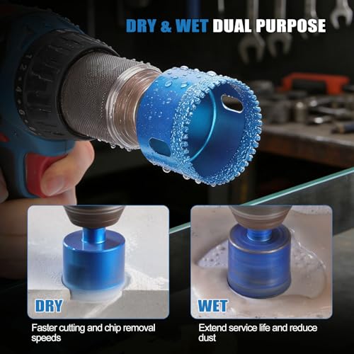 10 PCS Brazed Diamond Tile Hole Saw Set 6-50mm with EVA Guide Jig | for Ceramic Tile, Glass, Granite, Marble, Dry & Wet Cutting, Includes Storage Bag
