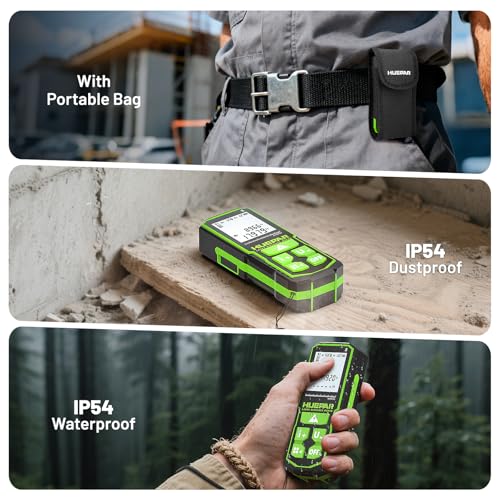 Laser Distance Measure 395 Feet with 60 Inch Tripod, Huepar Laser Distance Meter with Bluetooth & APP, Angle Sensor, 1/16in Accuracy Rechargeable Laser Measuring Tool, M/in/Ft Unit, Pythagorean Mode - size: 395Ft-Tripod