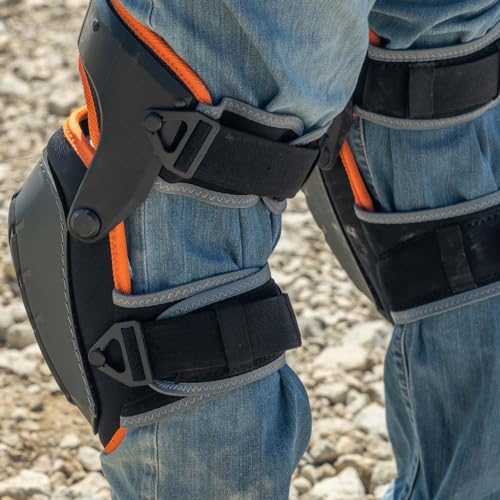 Klein Tools 60491 Hinged Knee Pads, Heavy Duty Gel Foam Protective Knee Pads with Quick-Fasten Buckle and Thigh Strap, Black - size: Standard