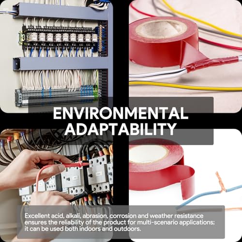 Flame Retardant Red Electrical Tape; 3/4 Inch * 66 Feet; PVC Electric Tape for Under 600V Electric, Repair, Home Outdoor Indoor Wire Insulation, 5℉ to 221℉ (1, Red) - color: Red