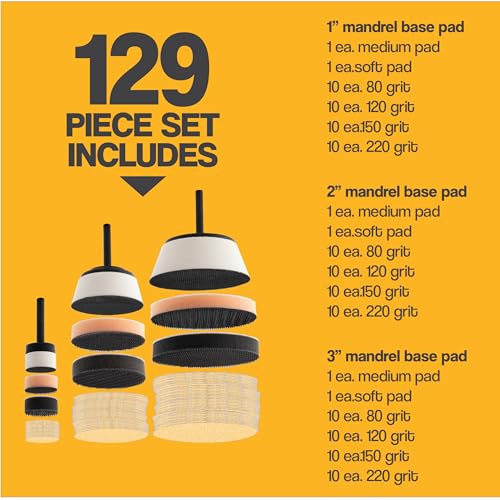 Bowl Curved & Flat Surface Mandrel with Round Sanding Disc Kit - 129 Piece - style: Round 129 Piece Kit