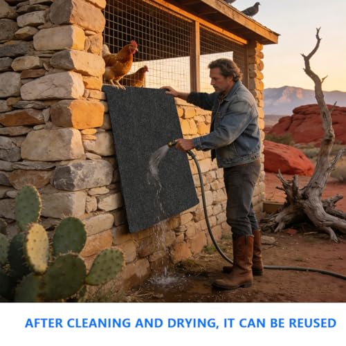 Chicken Coop Mat，Under Chicken House Mat——Absorbent Mat，Backing Prevents Liquid and Chicken Manure Penetration,Soft Material, Non-Slip Backing，Washable,Keeps Chicken House Floors Clean (36" x 36") - size: 36.0"L x 36.0"W x 0.2"H