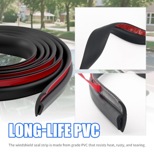 1.7M/5.6Ft Car Windshield Cowl Seal Strip,Cuttable Car Self-Adhesive Windshield Weather Stripping with H-Shape Design,Universal Rear Front Windshields Wiper Cowl Cars Accessories