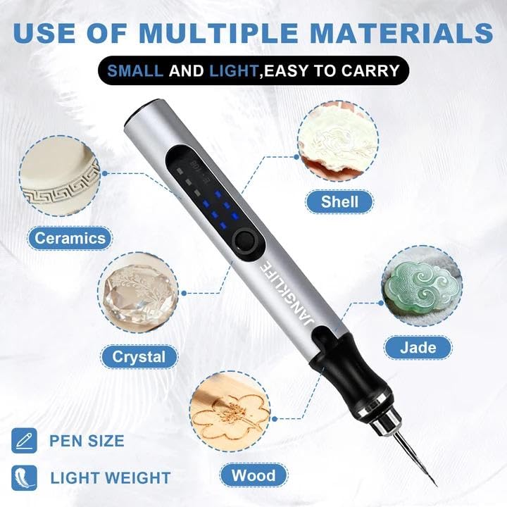 JANGKLIFE USB Rechargeable Engraving Pen with 42 Bits, Mini Rotary Tool kit,Engraver for Wood, Metal, Glass, and Plastic - Ideal for DIY, Jewelry, and Model Making
