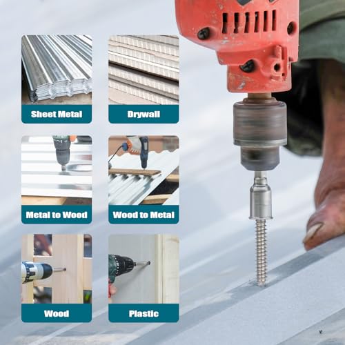 SATANTECH #8#10#14 Self Drilling Screws Assortment Kit,410 Stainless Steel Self Tapping Sheet Metal Screws Hex Washer Head,370Pcs Self Tapping Screws for Metal Wood Plastic,1/2" 3/4" 1" 1-1/2" 2"