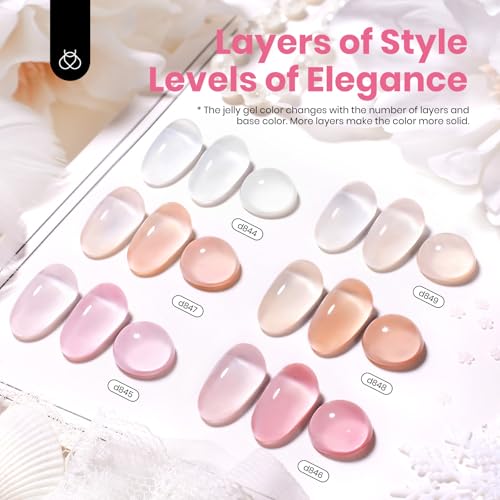 Beetles Nude Pink Gel Nail Polish, 6 Colors 15ML Full Size Jelly Nail Gel - color: 15ML*6-Ultimate Monochrome