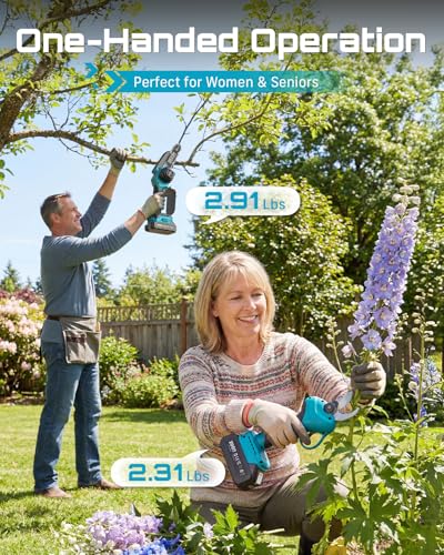 SEESII 2-in-1 Mini Chainsaw & Pruning Shears Combo, Brushless Motor - color: Navy Blue