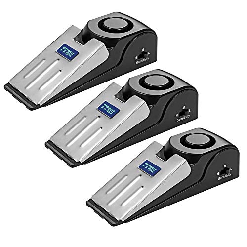 ZZRUI Upgraded 2 in 1 Portable Door Stopper Floor Wedge Security Alarm Loud 120db Entrance Alert Door Stop Alarm for Travel Home Apartment House (3 Packs) - size: 3 Pack