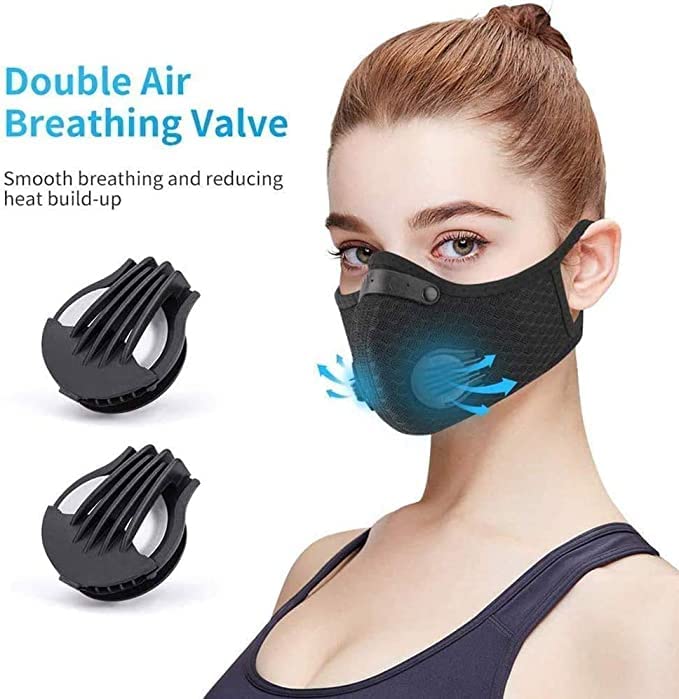 2 Pack Dust_mask Reusable Respirators Unisex Mouth_mask Adjustable for Allergies Woodworking,Cycling, Running,Outdoor Sports, Black