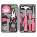 Hi-Spec Tool Set 25pc Pink Household DIY Tool Kit for Women. Small Mini Tool Box Set of Starter Basic Ladies Tools - color: Pale Pink