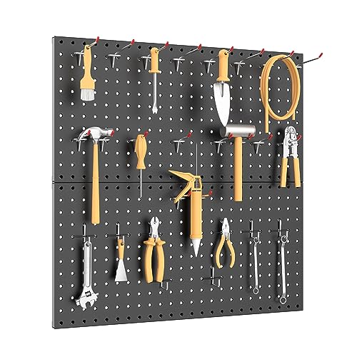 WALMANN 2 PCS 12x24 in Pegboard Panels, 24x24 in Tools Pegboards, Black - color: Black 12"*24", size: 24"*24"