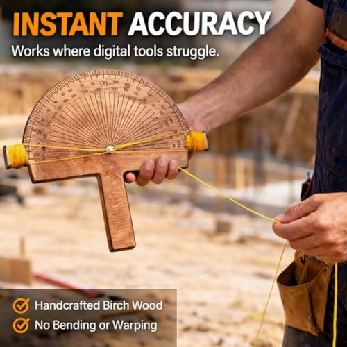 Wooden Angle Finder Tool – Precision String Line Angle Finder for Welder Carpentry DIY Projects Woodworking Builders (Brown)