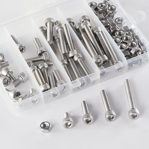 50PCS M6 x 50mm 60mm 70mm 80mm, Hex Socket Head Cap Screws Bolts Nuts Kit, Stainless Steel 304, Metric Allen Drive, Fully Threaded - size: Socket M6x50/60/70/80mm