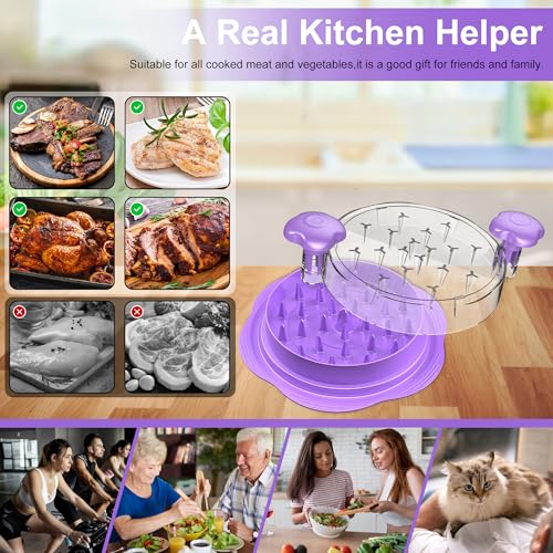 Chicken Shredder Tool Twist Large Meat Shredder with Brush&Fork, Purple - color: Purple