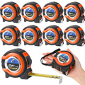 Youyole 10 Pack Tape Measure with Fractions 1/8 Steel Measuring Tape Retractable Easy Read Measurement Ruler Steel Power Blade (25 ft X 1 in,Orange) - color: Orange