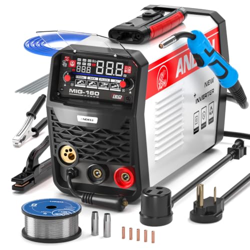 ANDELI 160A MIG Welder, 110V/220V 4-in-1 MIG/Flux Core MIG/Lift TIG/Stick - color: Red3