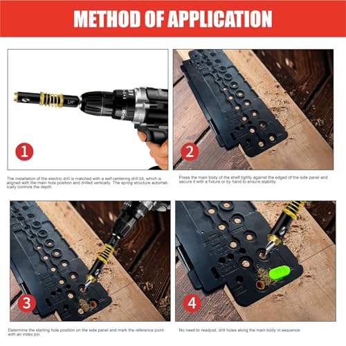 Luocute Shelf Pin Drilling Jig, Create Holes Drill Guides for Straight, Multifunctional 1/4in 5mm Accurate Shelf Peg Hole Jig for Woodworking