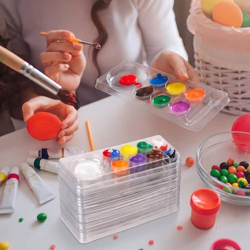 100 Pcs Large Clear Rectangle Paint Tray Palette Disposable Watercolor Palette Acrylic Pallet Color Mixing Tray for Painting Party Oil Watercolor Craft Supplies DIY Art Painting - style: Rectangle