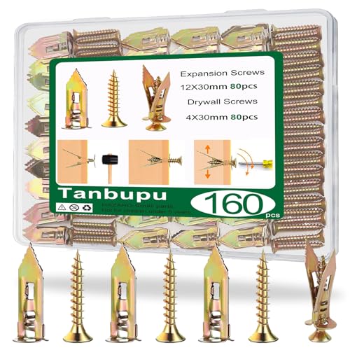 160 PCS Self Drilling Drywall Anchors with Screws 2025 Upgraded Zinc Plated Steel Hollow Wall Anchors(0.47X1.18inch) and Screws, Easy Application No Drill or Holes in Wall - color: 0.47"x1.18"-160PCS