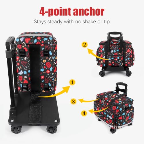 Medical Bag Rolling Roller Bag Trolley Duffel Nurses EMT CNA RN Empty for First Aid Responder Home Health Care Nursing Student Roll Duffle Bag Carry on Wheels Wheeled Work Physicians Doctor - color: Nurse
