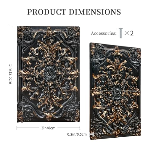 Decorative Light Switch Plate Covers Black Gold Flower Elegant 3D Floral Embossed 1 Gang No Device Single Blank Outlet Covers Wall Plate Light Switch Cover Plate for Bedroom Home Decor - color: Black Gold 01, size: No Blank 1-Gang/ 5 x 3 IN