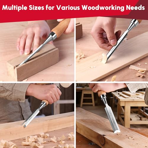 ARROW Wood Chisel Set, 4PCS CR-V Steel Chisel Tools